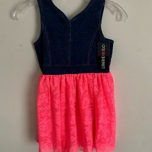 Limited Too Little Girls Sleeveless Dress Size 6 Denim & Lace NWT